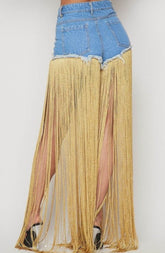 Denim Fringe Twirl Shorts